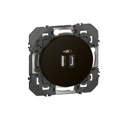 Double chargeur USB 1 Type-A + 1 Type-C Dooxie 3A noir mat 600549