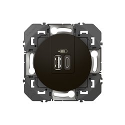 Double chargeur USB 1 Type-A + 1 Type-C Dooxie 3A noir mat 600549