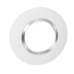 Plaque ronde Dooxie 1 poste blanc mat avec bague chromée 600973