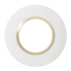 Plaque ronde Dooxie 1 poste blanc mat avec bague dune brillante 600970