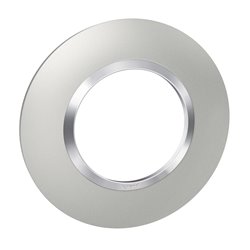 Plaque ronde Dooxie 1 poste alu avec bague chromée 600975