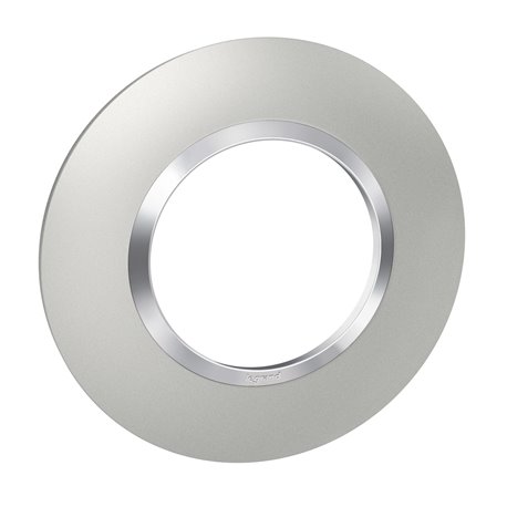 Plaque ronde Dooxie 1 poste alu avec bague chromée 600975 Plaque ronde Dooxie 1 poste alu avec bague chromée 600975