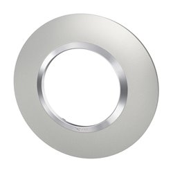 Plaque ronde Dooxie 1 poste alu avec bague chromée 600975