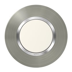 Plaque ronde Dooxie 1 poste inox brossé avec bague chromée 600978
