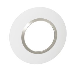 Plaque ronde Dooxie 1 poste blanc mat avec bague plume brillante 600971