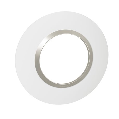 Plaque ronde Dooxie 1 poste blanc mat avec bague plume brillante 600971