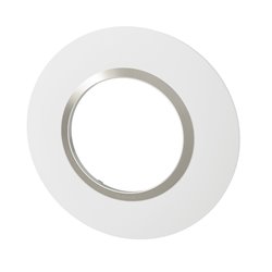 Plaque ronde Dooxie 1 poste blanc mat avec bague plume brillante 600971