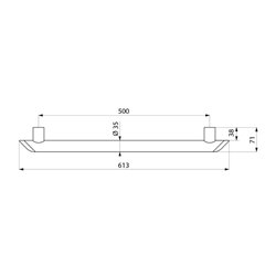 Barre d'appui droite noire Be-Line 511905BK 500 mm