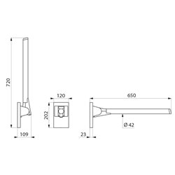 Barre d'appui rabattable noir Be-Line 511960BK 650 mm