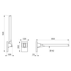 Barre d'appui rabattable noir Be-Line 511964BK 850 mm