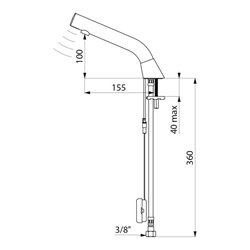 Robinet lavabo automatique Binoptic 2 373116 inox chromé avec piles