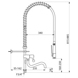 Combiné de prélavage 433622 douchette à diffuseur antitartre avec colonne courte et bec tube