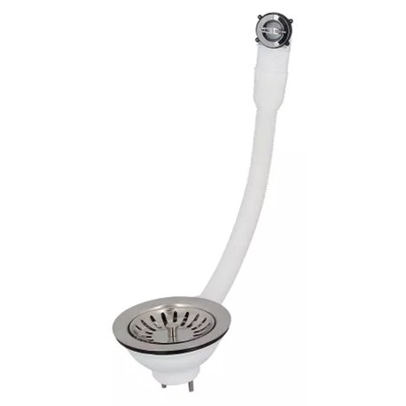 Bonde et vidage évier inox 90 mm 0204123 avec trop-plein, panier manuel