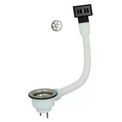 Bonde et vidage évier inox 60 mm 0204121 avec trop-plein, panier manuel 