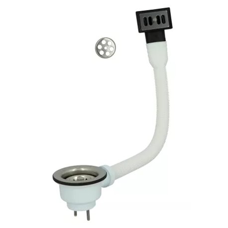Bonde et vidage évier inox 60 mm 0204121 avec trop-plein, panier manuel 