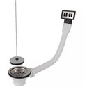 Bonde et vidage évier inox 60 mm 0204601 avec trop-plein, bouchon chaînette