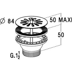 Bonde et vidage évier inox 60 mm 0204005 à grille