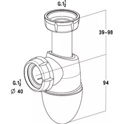 Siphon évier 0224286 évier 40/40, hauteur réglable 133 - 192, Easyphon
