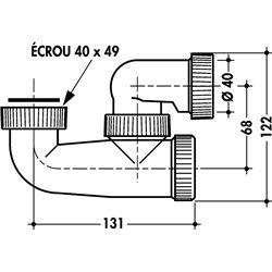 Vidage 1YH5CB siphon blanc blanc à sortie orientable (avec joints) 