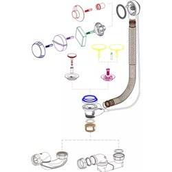 Vidage 0203585 longueur câble 1 m,  clapet laiton rentrant 45 mm