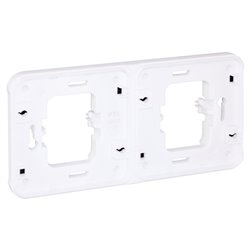 Cadre support Double horizontal pour interrupteurs/prises Blanc