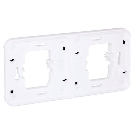 Cadre support Double horizontal pour interrupteurs/prises Blanc Cadre support Double horizontal pour interrupteurs/prises Blanc