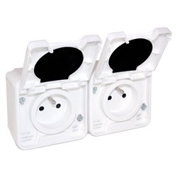 Prise Double horizontale Blanc en saillie