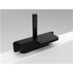 Mitigeur thermostatique avec douchette, inverseur et cascade de remplissage noir