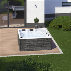 Easy Spa 4/5 places, blanc moucheté, tablier gris texturé