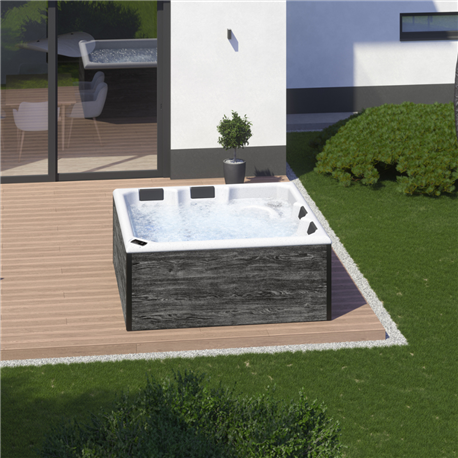 Easy Spa 4/5 places, blanc moucheté, tablier gris texturé