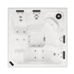 Easy Spa 4/5 places, blanc moucheté, tablier gris texturé