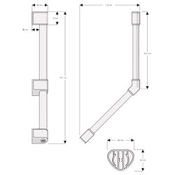 Barre d'appui de douche Onyx II Coudée noire 400x400 mm