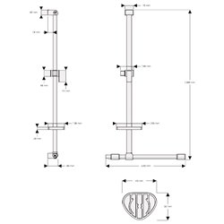 Main courante Onyx II Noire 1200x600 mm