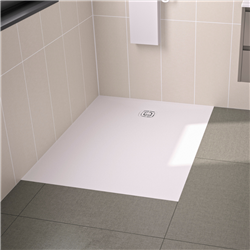 Receveur de douche Kineone 120x70 cm blanc, texture granit avec grille assortie