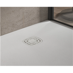 Receveur de douche Kineone 120x80 cm blanc, texture granit avec grille assortie