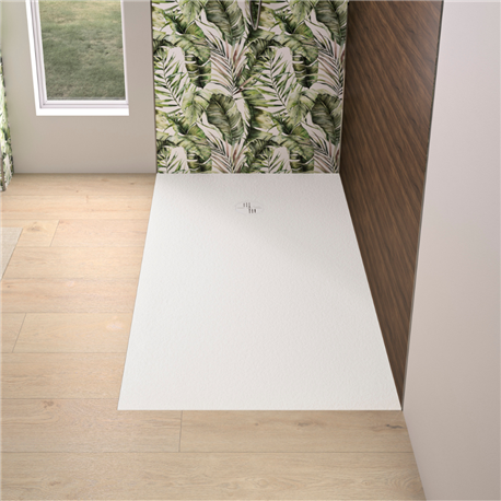 Receveur de douche Kinemoon Evo 180x90 cm blanc, texture pierre lunaire avec grille et bonde Receveur de douche Kinemoon Evo 180x90 cm blanc, texture pierre lunaire avec grille et bonde