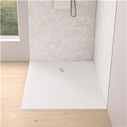 Receveur de douche Kinemoon Evo 120x80 cm blanc, texture pierre lunaire avec grille et bonde