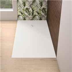 Receveur de douche Kinemoon Evo 160x80 cm blanc, texture pierre lunaire avec grille et bonde