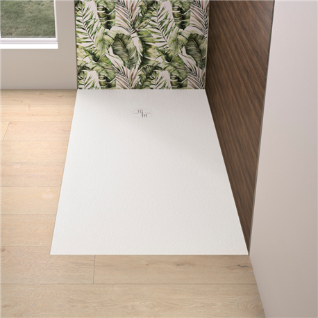 Receveur de douche Kinemoon Evo 170x70 cm blanc, texture pierre lunaire avec grille et bonde Receveur de douche Kinemoon Evo 170x70 cm blanc, texture pierre lunaire avec grille et bonde