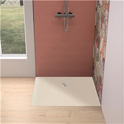Receveur de douche Kinemoon Evo 90x90 cm sable, texture pierre lunaire avec grille et bonde