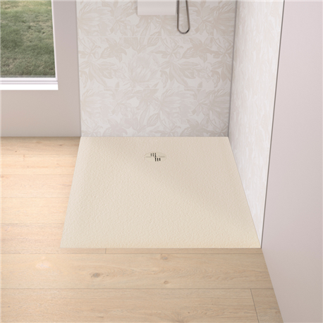 Receveur de douche Kinemoon Evo 140x70 cm sable, texture pierre lunaire avec grille et bonde Receveur de douche Kinemoon Evo 140x70 cm sable, texture pierre lunaire avec grille et bonde