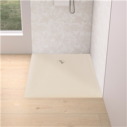 Receveur de douche Kinemoon Evo 120x70 cm sable, texture pierre lunaire avec grille et bonde