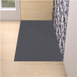 Receveur de douche Kinemoon Evo 160x80 cm gris anthracite, texture pierre lunaire avec grille et bonde