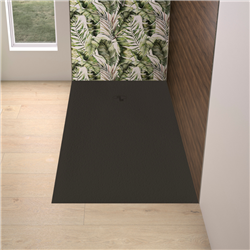 Receveur de douche Kinemoon Evo 160x80 cm noir, texture pierre lunaire avec grille et bonde