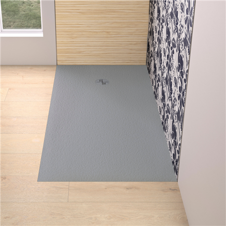 Receveur de douche Kinemoon Evo 180x80 cm gris pierre, texture pierre lunaire avec grille et bonde Receveur de douche Kinemoon Evo 180x80 cm gris pierre, texture pierre lunaire avec grille et bonde
