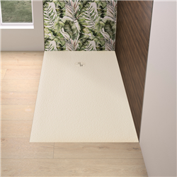 Receveur de douche Kinemoon Evo 170x70 cm sable, texture pierre lunaire avec grille et bonde
