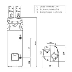 Chauffe-eau thermodynamique Nuos Primo HC A+ 200 Litres