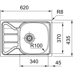 Evier Flash 435 FLN 611-62/44 Inox Lisse 620x735 mm 410075