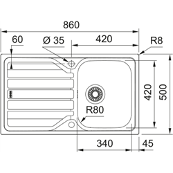 Evier Flash Auto FLL 611-86 Inox-Dekor 390896