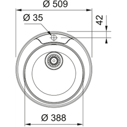 Evier Rotondo ROX/ROL 610-39 Inox-Dekor, Ø 509 mm vidage manuel 393866